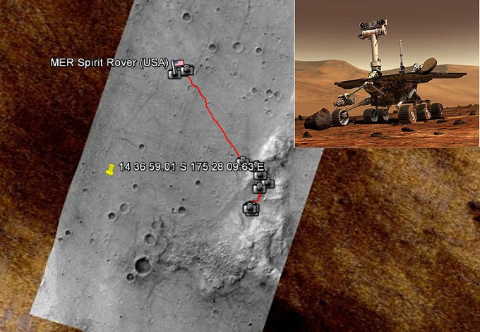 Sonda MER Spirit Rover coordenadas de pouso no Planeta Marte