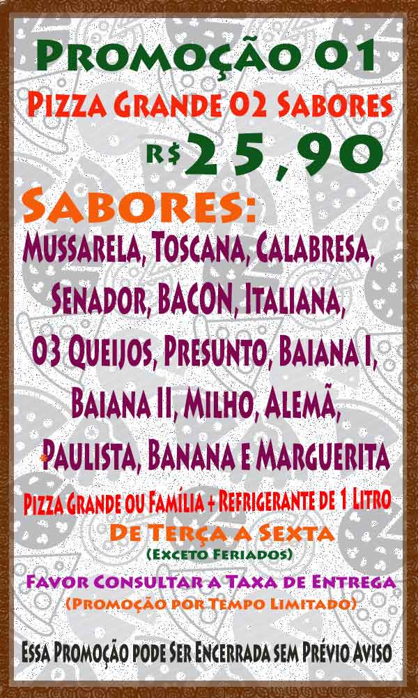 Disk Pizza Promoo 01 Tio Mozza Pizzaria em Feira de Santana