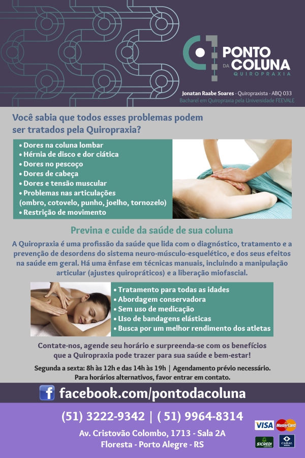 Quiropraxia no Floresta, Porto Alegre, Zona Norte, Quiropraxista, Massagem, Dor na Coluna