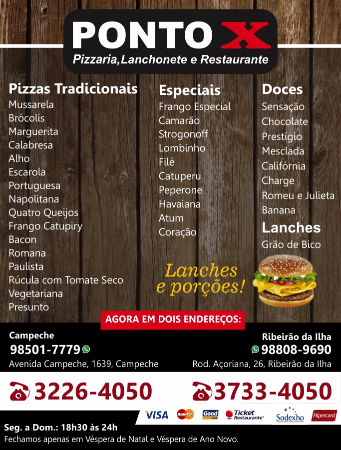 Pizzarias em Campeche, Florianópolis - SC