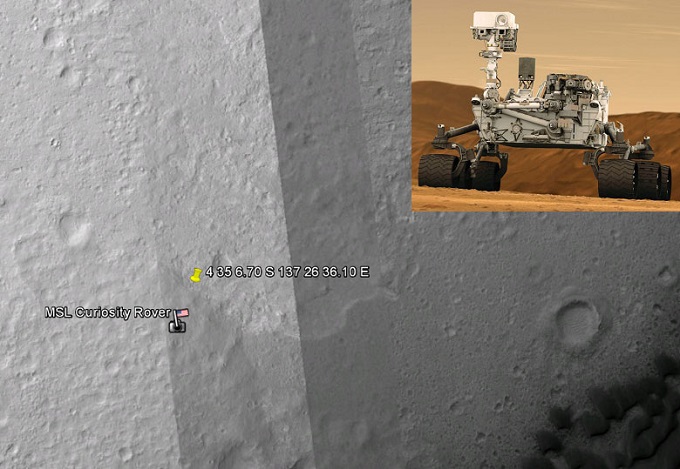 MSL Curiosity Rover coordenadas em Marte